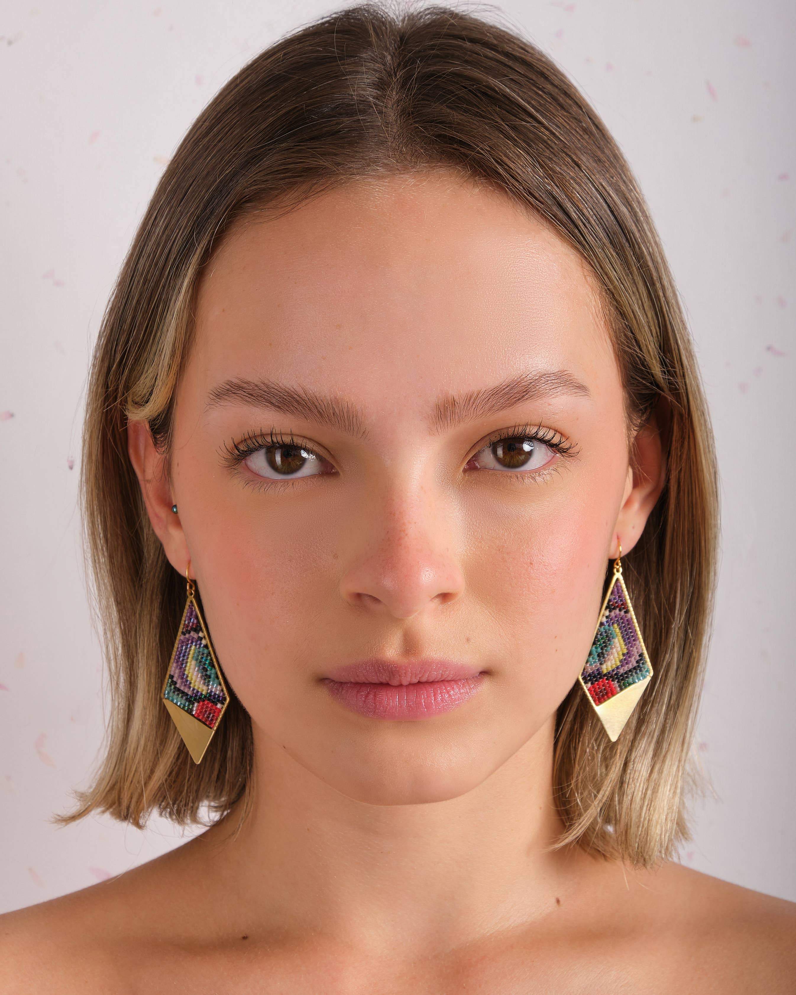 Kaleidoscope Kite Earrings (Pink/Orange) - Image 3
