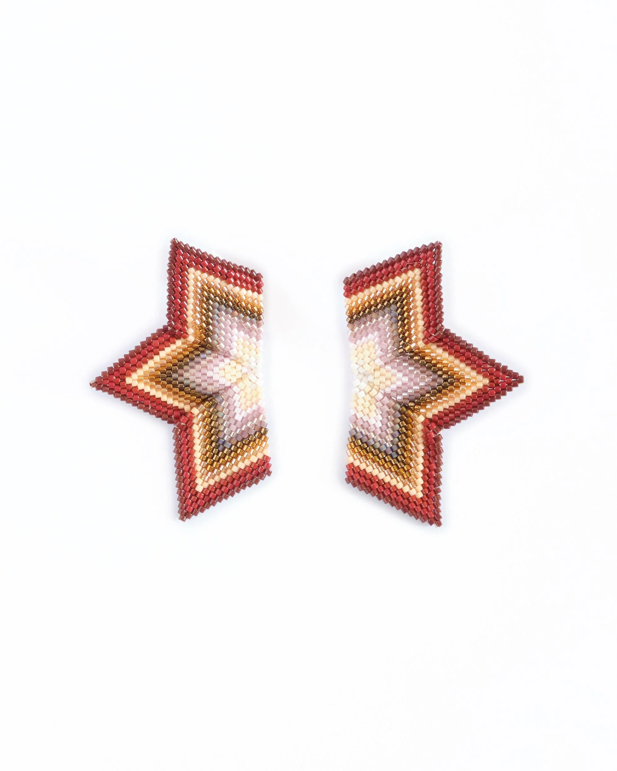 Half Star Earrings (Brown/Cream) - Image 3