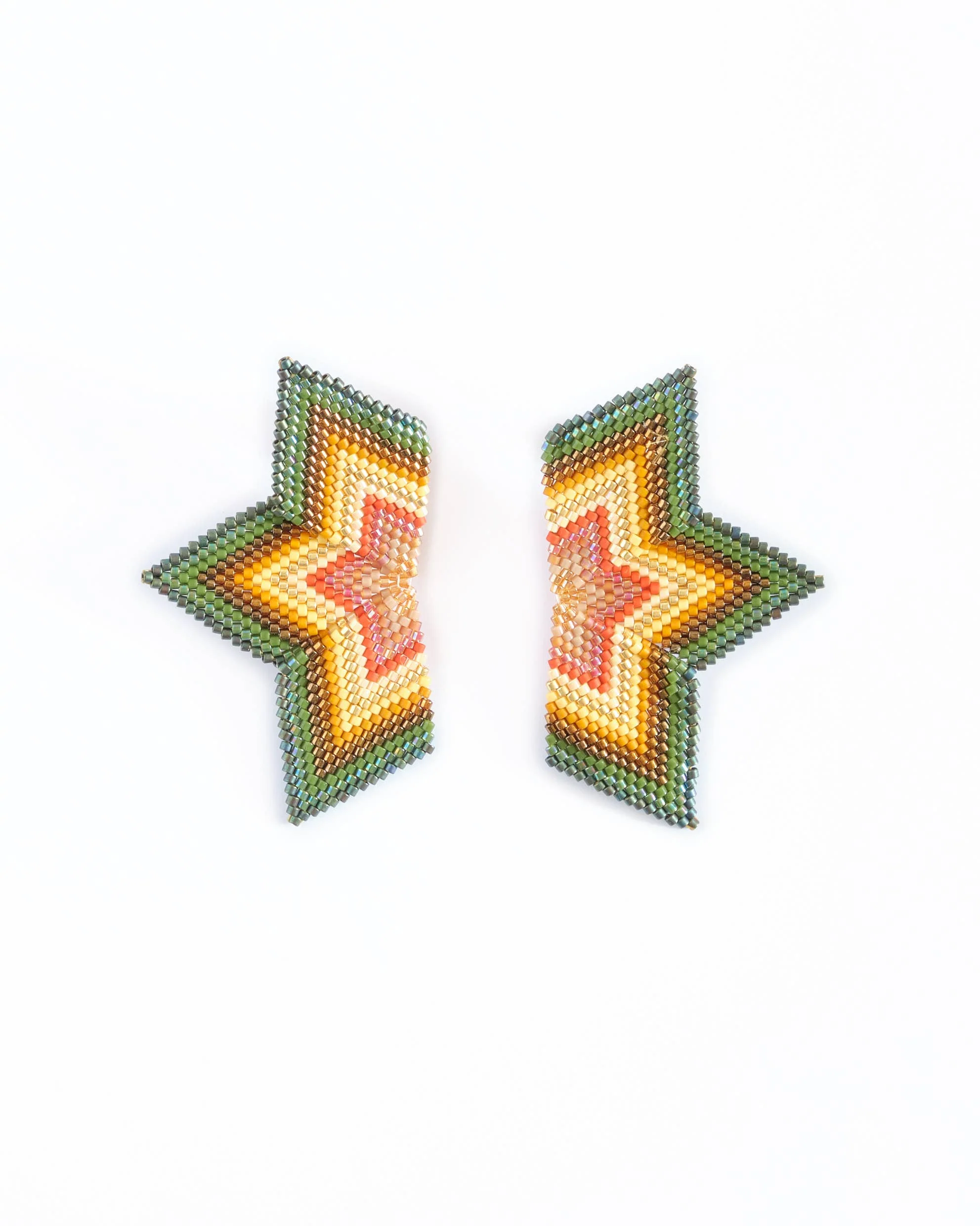 Half Star Earrings (Olive/Gold) - Image 3