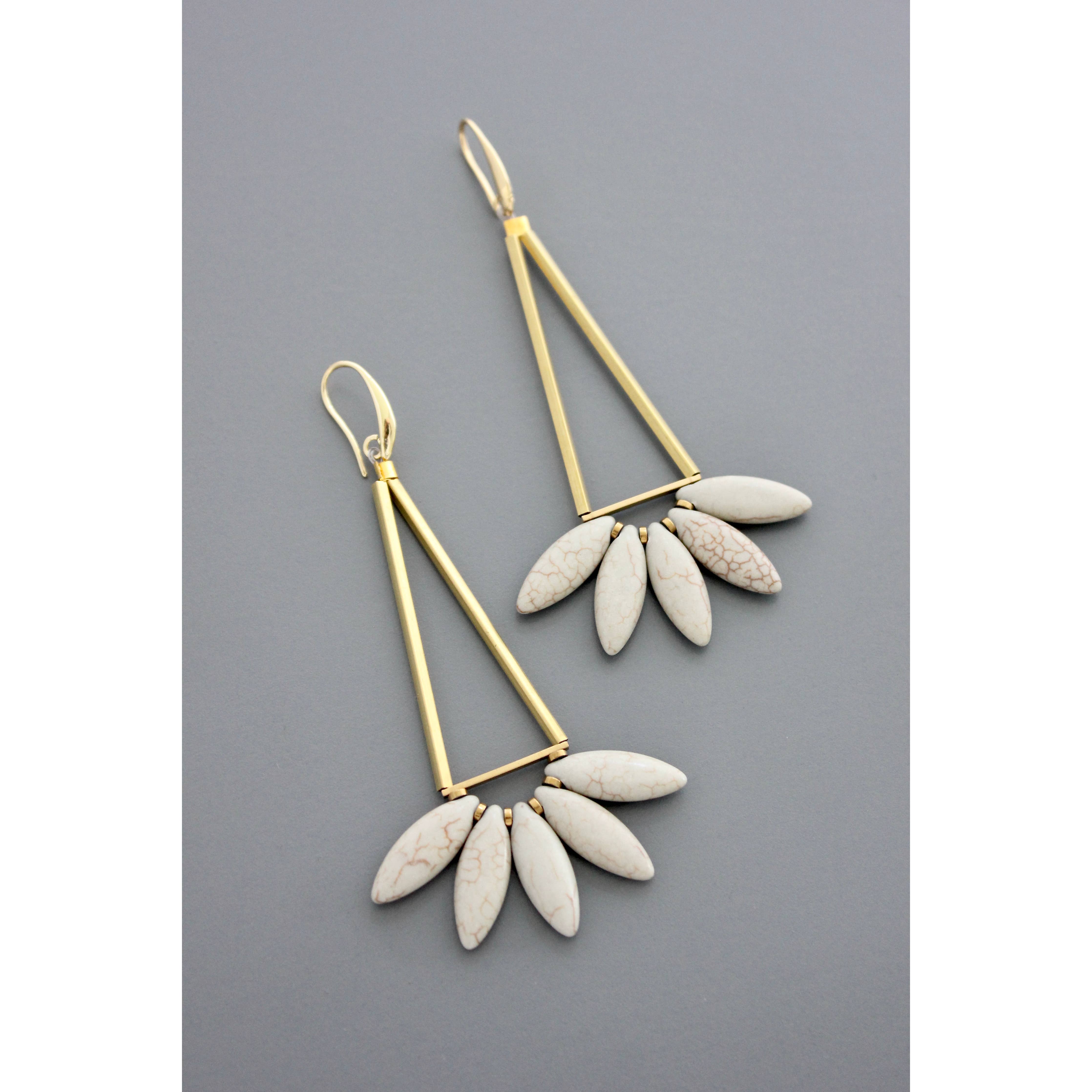 Geometric Gray Lotus Earrings - Image 3